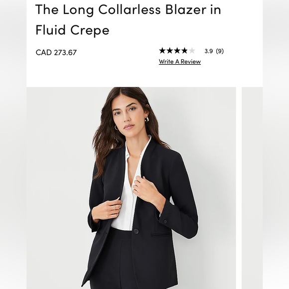 Black Ann Taylor Collarless Crepe Suit - Picture 4 of 9